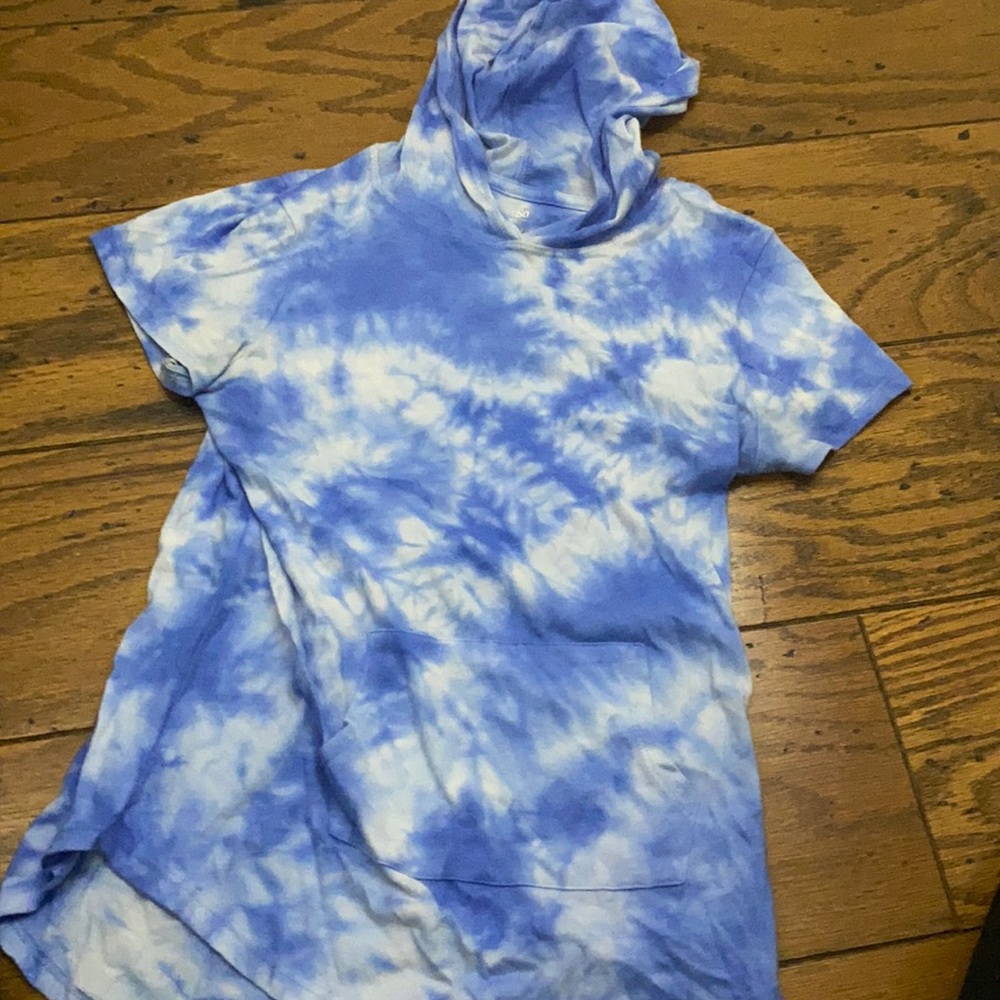 blue icy pattern kids t with hoodie